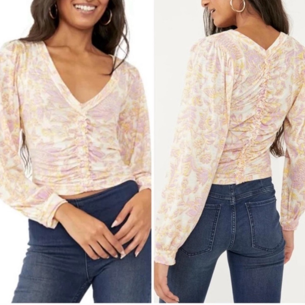 Free People Say the Word V-Neck Ruched Top